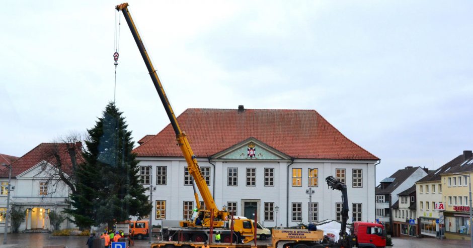 Weihnachten naht – in Ratzeburg wurde heute die große Tanne auf dem Markt aufgestellt